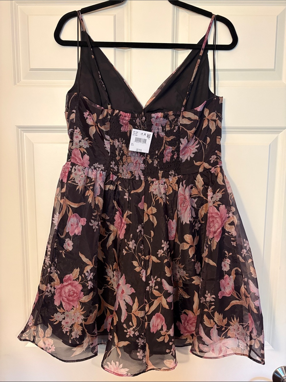 American Eagle Outfitters Black Floral Sundress with Pink and Tan Accents - Picture 2 of 2